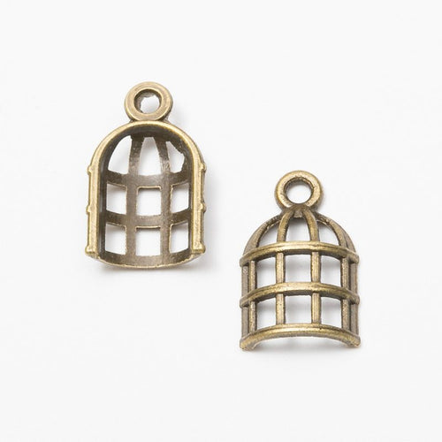 Birdcage charm shown in front and reverse details