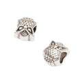 Owl Large Hole Bead with an owl face with feather in 2 Metal Finishes view 2