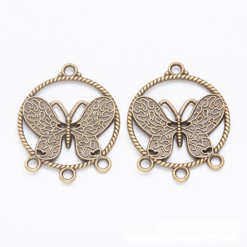 Close view showing the front and reverse details of the butterfly chandelier connector