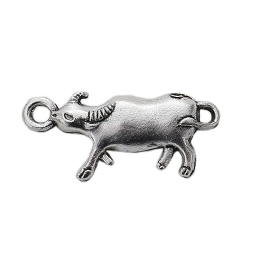 Closer product view of side-profile bull charm shown against a plain background.