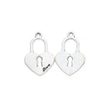 Heart Padlock Charm with Keyhole in Antique Silver Tone view 2