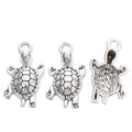 Vintage Style Metal Textured Turtle Charm in 1 Metal Finish view 2