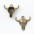Vintage Style Metal Longhorn Cattle Skull Charm in 2 Metal Finishes view 2