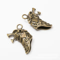 Wolf Head Charm Sculpted Metal Pendant in Two Finishes view 2