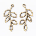 Leaf Branch Charm Openwork Metal Pendant in Five Finishes view 2