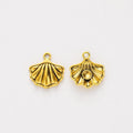 Vintage Style Metal Ridged Seashell Charm in 7 Metal Finishes view 2