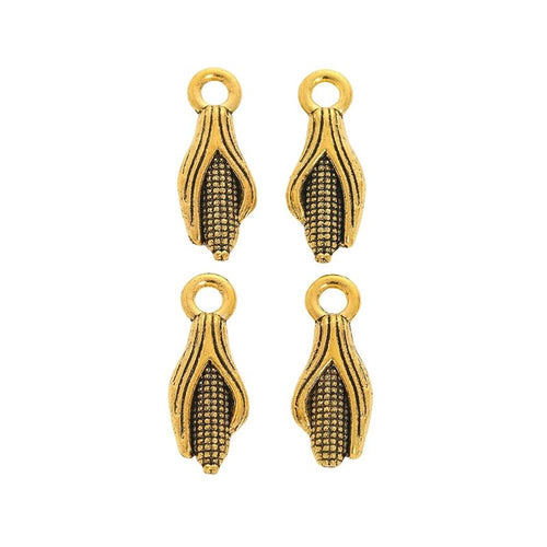 Grouped view of the corn cob metal charm from the front