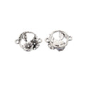 Rose and Leaf Double Dangle Metal Connector in Silver Tone view 2