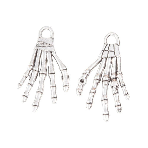 Skeletal Hand Charm shown from the front in contrasting finishes