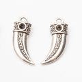 Vintage Style Metal Engraved Horn Pendant in 2 Metal Finishes view 2