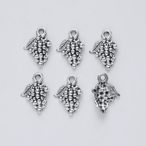 Closer view of the leaf grape cluster charm surface and hanging loop