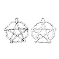 Antique Silver Open Pentagram Circle Charms for Jewelry Making view 2