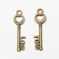 Love Heart Bow Key Metal Charm for Jewelry Making in 6 Visible Finishes view 2