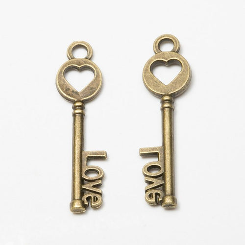 Close view of the LOVE heart bow key showing an open heart bow and raised LOVE lettering