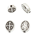Oval Religious Portrait Bead In Antique Silver Metal Finish view 2