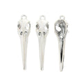 Antique Silver Long Beak Bird Skull Metal Pendant Charm view 2