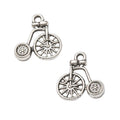 Antique Metal Penny Farthing Bicycle Charm Pendant With Textured Detail, 2 Finishes view 2
