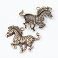 Antique Metal Running Horse Charm Pendant With Textured Detail, 2 Finishes view 2