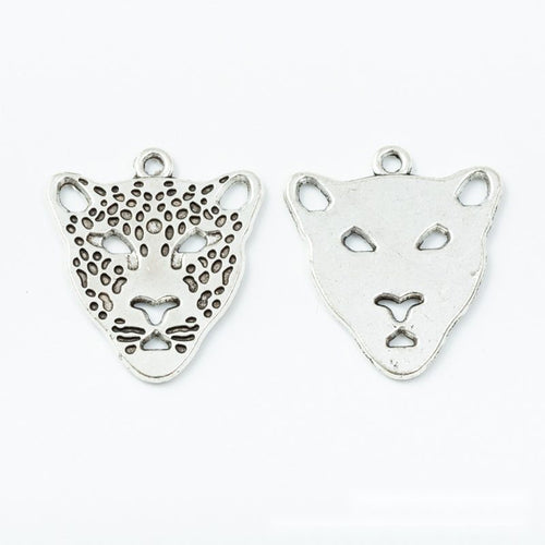 Close product view showing the front and reverse details of the leopard head charm