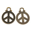 Large Beaded Peace Sign Charms in Bronze and Antique Silver view 2