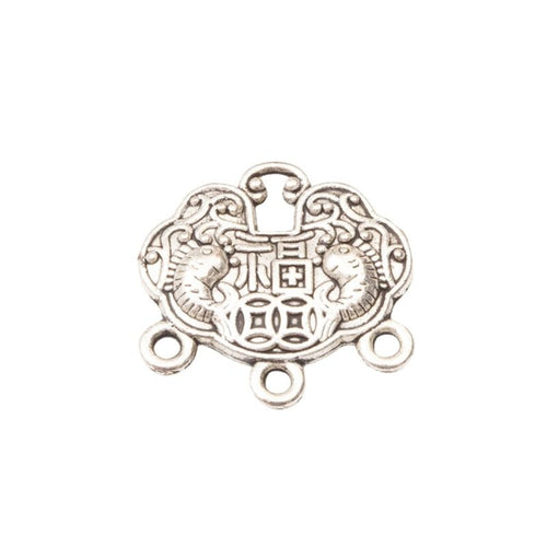Detailed view of Chinese good-fortune lock connector metal component