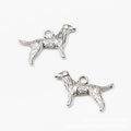 Textured Standing Dog Charm in Antique Silver Tone Metal view 2