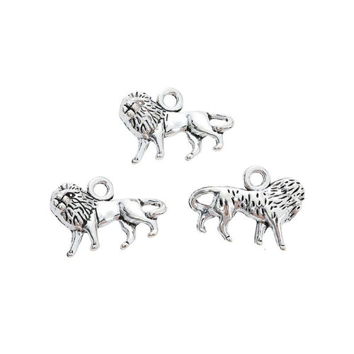 Grouped view of the walking lion metal charm from the front