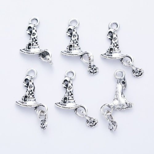 Dangling Star Witch Hat Charm front and reverse details on a white background