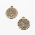 Round Embossed Tree of Life Metal Charms Jewelry Making Pendants view 2
