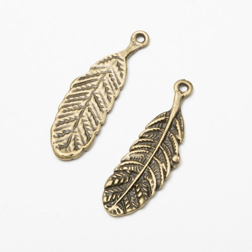 Close view of veined feather charm