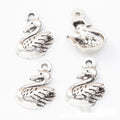 Small Swan Pendant Charm in Two Antique Metal Finishes view 2