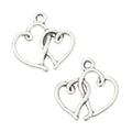 Interlocking Double Heart Metal Charm in Four Finishes view 2