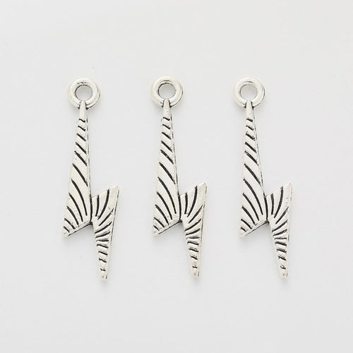 Textured Lightning Bolt Charm front and reverse details on a white background