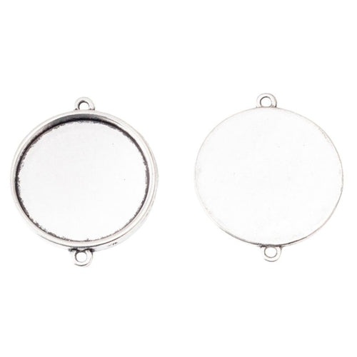 Front detail of round recessed cabochon tray with loops at the top and bottom