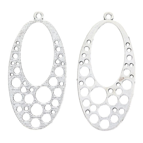 Close view of the relief and openwork details on the oval bubble cutout chandelier connector