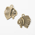 Feather Headdress Profile Metal Charms in Bronze and Silver view 2