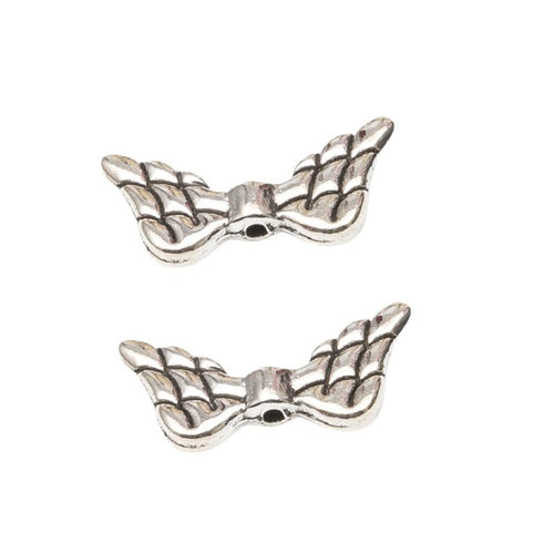 Angel Wing Bead metal component, reverse and front details on a white background.