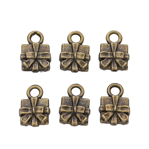 Alternate product view of bow-topped gift box charms on a white background