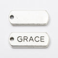 Grace Rectangular Message Tag Charm in Antique Silver view 2