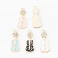 Enamel Guitar Charms With Crystal Flower In Four Colors view 2