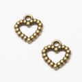 Beaded Open Heart Metal Charms in 5 Pictured Finishes view 2