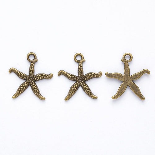 Close view showing the front and reverse details of the textured starfish charm
