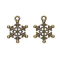 Beaded Tip Snowflake Charms in Four Vintage Metal Finishes view 2