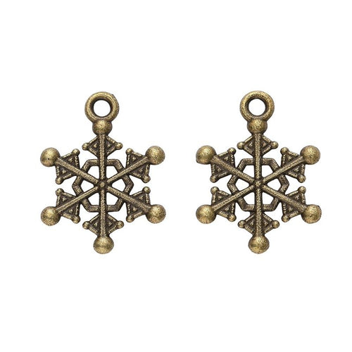Alternate product view of beaded-tip snowflake charms on a white background