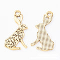Long Ear Sitting Rabbit Metal Charms In Three Finishes view 2