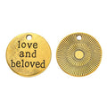 Love And Beloved Round Metal Charm in 3 Finishes for Jewelry Making view 2
