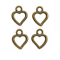 Small Open Heart Metal Charms in Four Finishes for Jewelry Making view 2