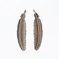 Long Feather Metal Pendant Charms in 3 Distinct Finishes view 2