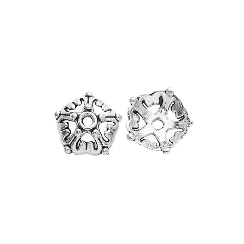 Antique Silver ornate flower bead cap shown in product image 2
