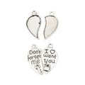 Silver Tone Split Heart Pair Pendant with Engraved Message view 2